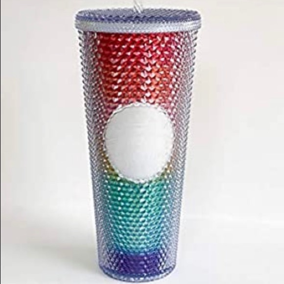 rainbow studded starbucks cup